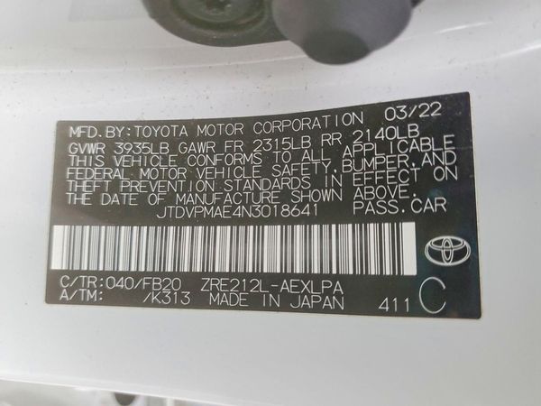 2022 TOYOTA COROLLA