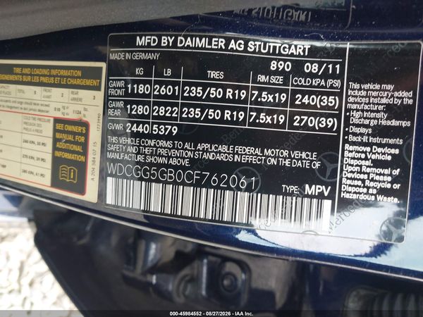 2012 MERCEDES-BENZ GLK 350 GLK350 — I9