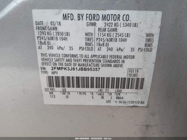 2018 FORD EDGE SEL — I9