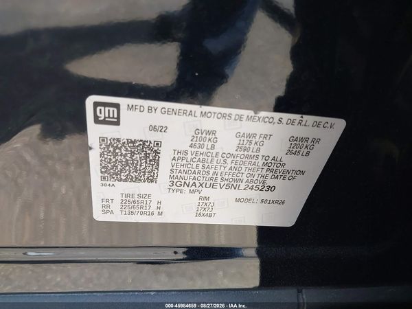 2022 CHEVROLET EQUINOX AWD LT — I9