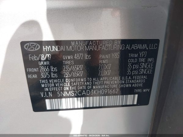 2019 HYUNDAI SANTA FE SE