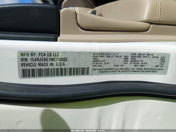 2021 JEEP GRAND CHEROKEE LIMITED 4X2