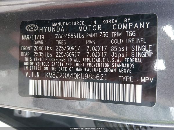 2019 HYUNDAI TUCSON SE — I9