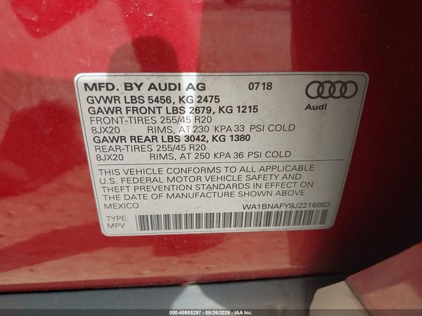 2018 AUDI Q5 — I9