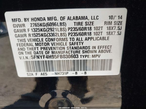 2015 HONDA PILOT TOURING