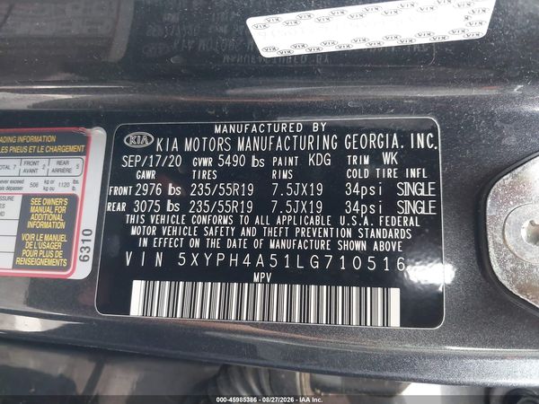 2020 KIA SORENTO 3.3L EX