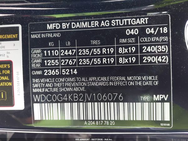2018 MERCEDES-BENZ GLC 300 4MATIC — I9