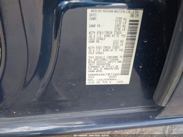 2019 NISSAN FRONTIER SV