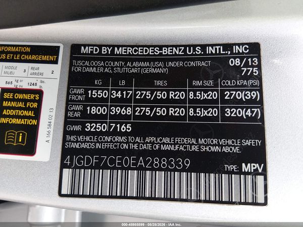 2014 MERCEDES-BENZ GL 450 4MATIC — I9