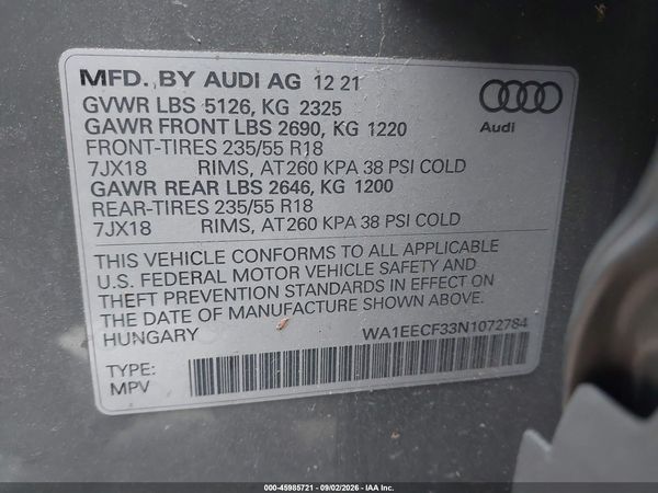 2022 AUDI Q3 — I9