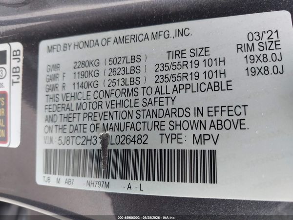 2021 ACURA RDX STANDARD — I9