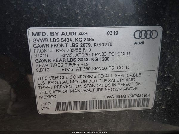 2019 AUDI Q5 45 PREMIUM — I9