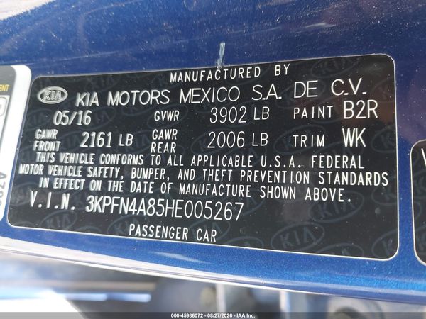 2017 KIA FORTE EX