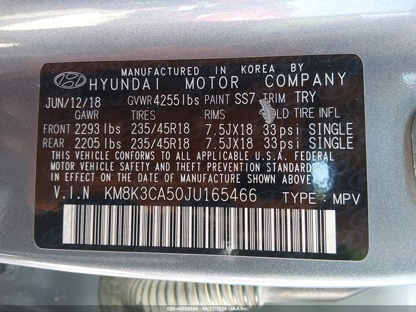 2018 HYUNDAI KONA LIMITED — I9