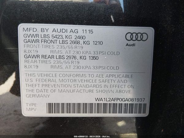 2016 AUDI Q5 2.0T PREMIUM — I9