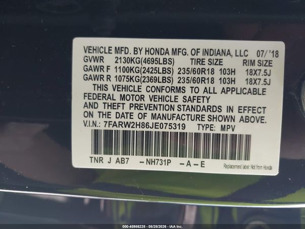 2018 HONDA CR-V EX-L/EX-L NAVI — I9