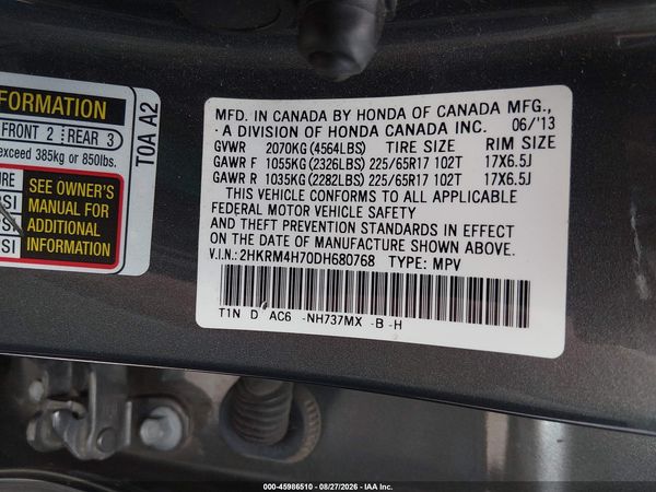 2013 HONDA CR-V EX-L — I9