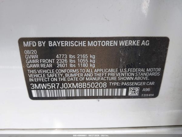 2021 BMW 330I XDRIVE — I9