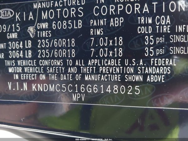 2016 KIA SEDONA EX