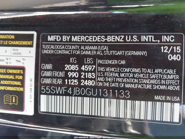 2016 MERCEDES-BENZ C 300 C300 — I9