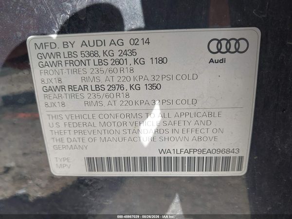 2014 AUDI Q5 2.0T PREMIUM — I9