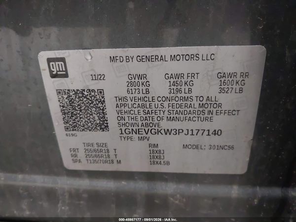 2023 CHEVROLET TRAVERSE AWD LT CLOTH — I9