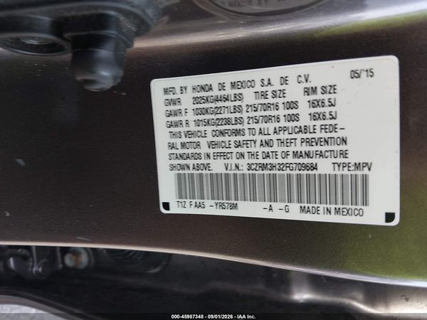 2015 HONDA CR-V LX — I9