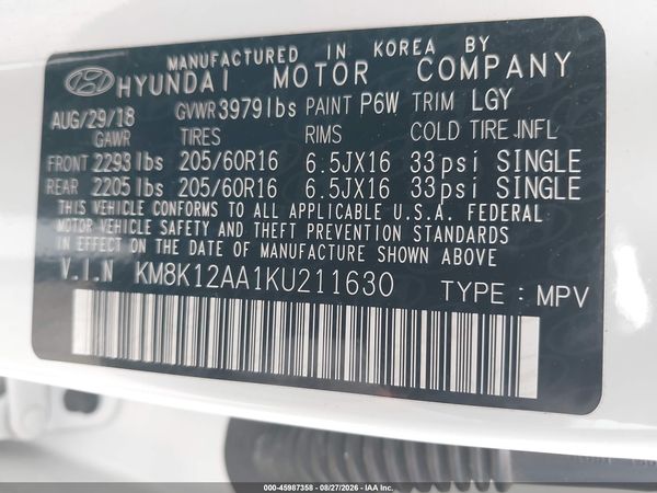 2019 HYUNDAI KONA SE — I9