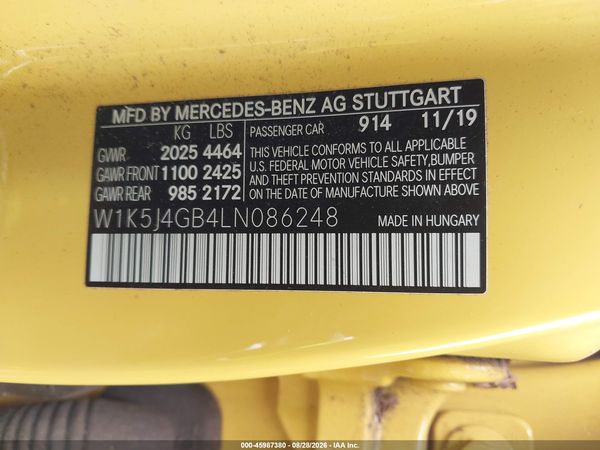 2020 MERCEDES-BENZ CLA 250 CLA250 — I9