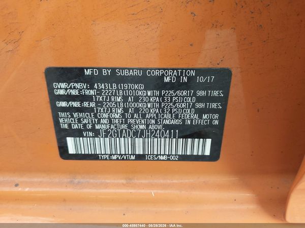 2018 SUBARU CROSSTREK 2.0I PREMIUM
