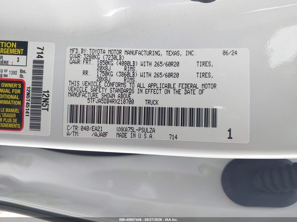 2024 TOYOTA TUNDRA LIMITED 4WD — I9