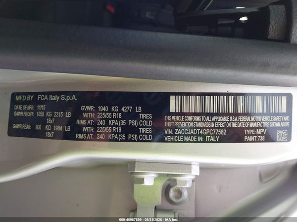 2016 JEEP RENEGADE LIMITED — I9