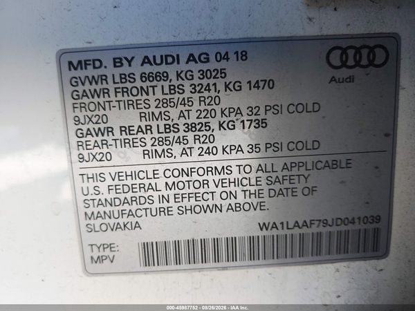 2018 AUDI Q7 3.0T PREMIUM