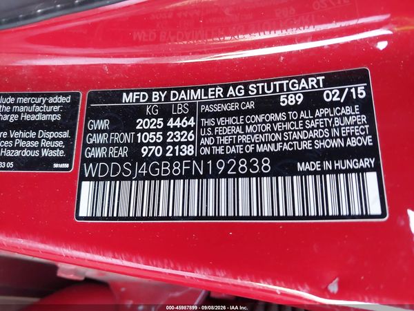 2015 MERCEDES-BENZ CLA 250 4MATIC