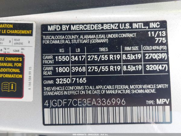 2014 MERCEDES-BENZ GL 450 4MATIC