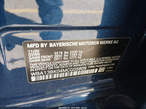 2021 BMW M550I XDRIVE — I9