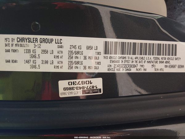 2012 DODGE GRAND CARAVAN SXT