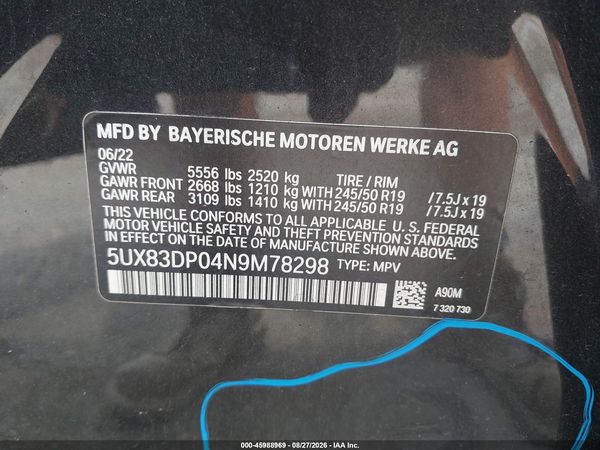 2022 BMW X3 M40I — I9