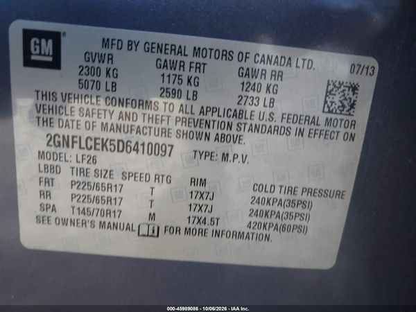 2013 CHEVROLET EQUINOX LS — I9