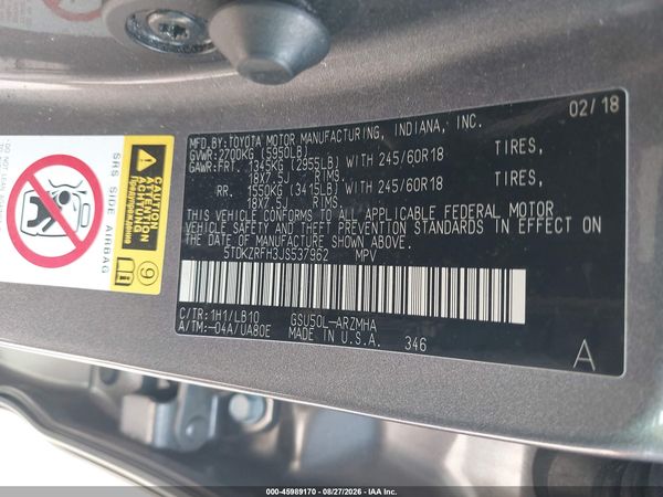 2018 TOYOTA HIGHLANDER XLE