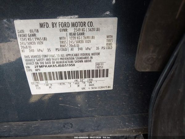 2018 FORD EDGE TITANIUM — I9