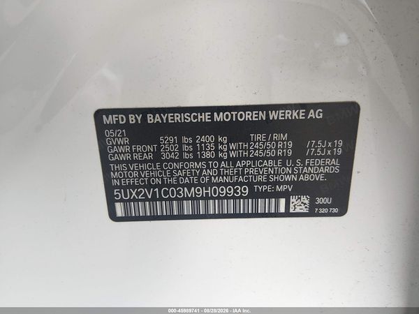 2021 BMW X4 XDRIVE30I — I9
