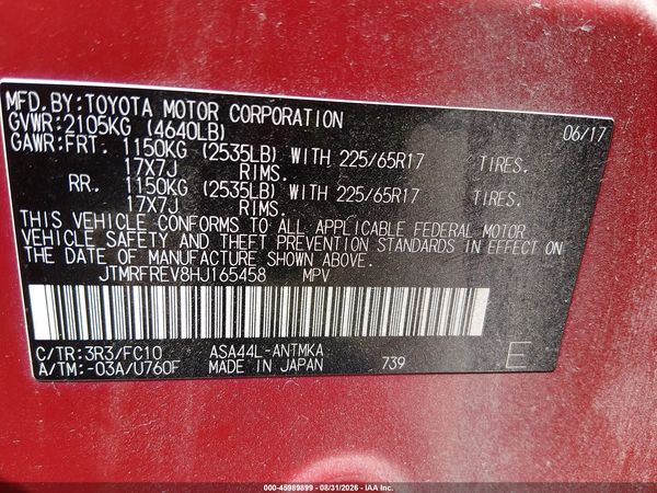2017 TOYOTA RAV4 XLE — I9