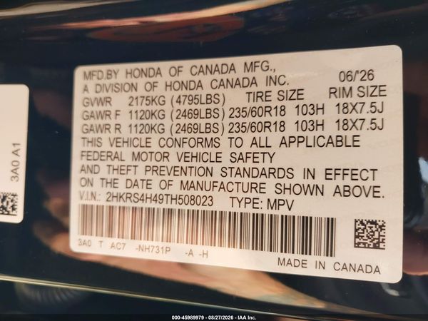 2026 HONDA CR-V EX AWD — I9