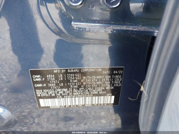 2022 SUBARU OUTBACK PREMIUM — I9