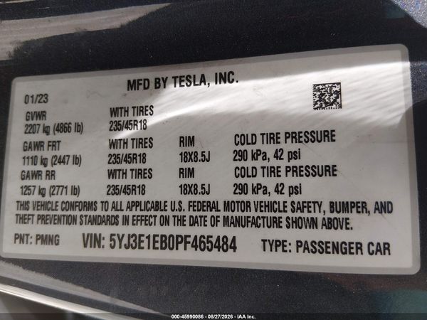 2023 TESLA MODEL 3 — I9