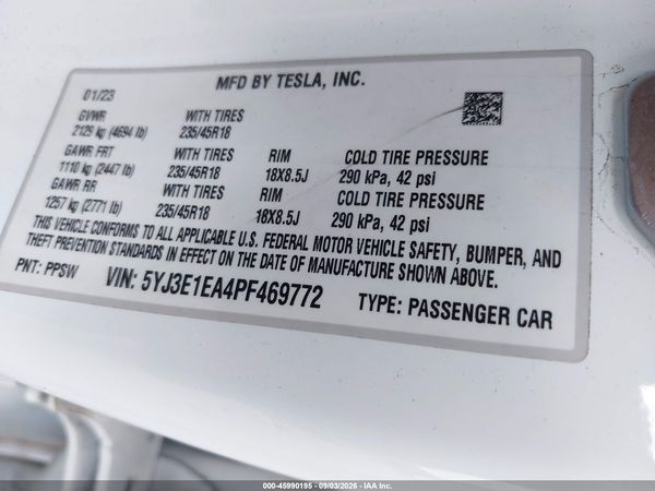 2023 TESLA MODEL 3 REAR-WHEEL DRIVE