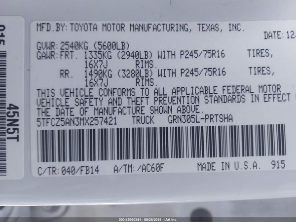 2021 TOYOTA TACOMA SR V6 — I9