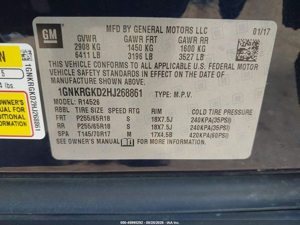 2017 CHEVROLET TRAVERSE 1LT — I9