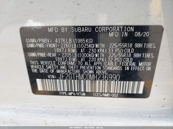 2021 SUBARU CROSSTREK LIMITED — I9